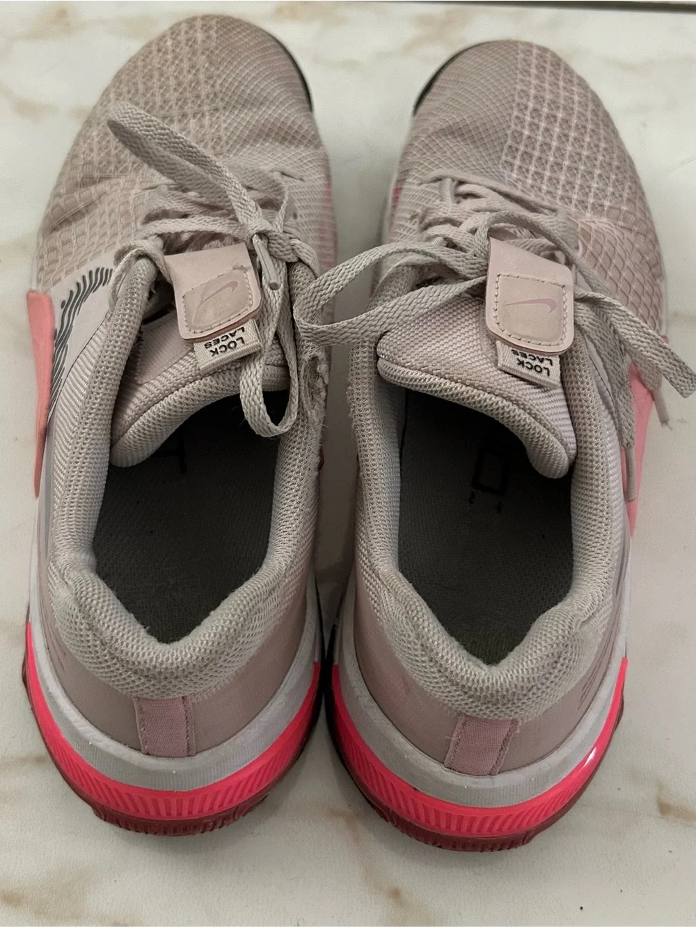 Nike Women's Light Taupe and Pink Training Sneakers